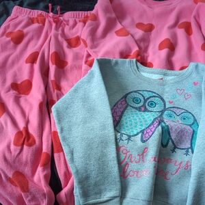 Old Navy Pink Heart Sweatsuit with Gray Owl Top